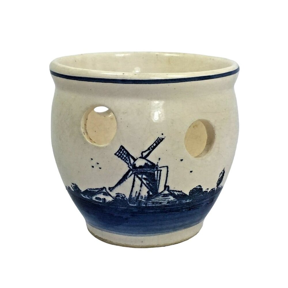 Delfts Blue Small Bulb Planter Flower Pot Vase Blue and White